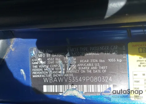 2009 BMW 328I xDrive from USA, damaged, VIN WBAWV53549P080324